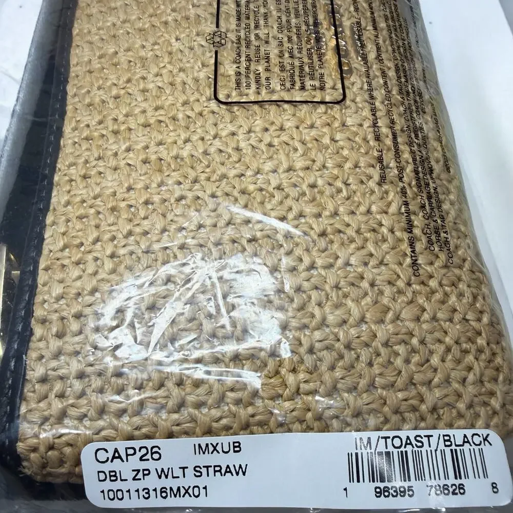 NWT Coach CAL87 Straw Hadley Turnlock Tote & CAP25 Straw Double Zip Wristlet - Picture 10 of 13